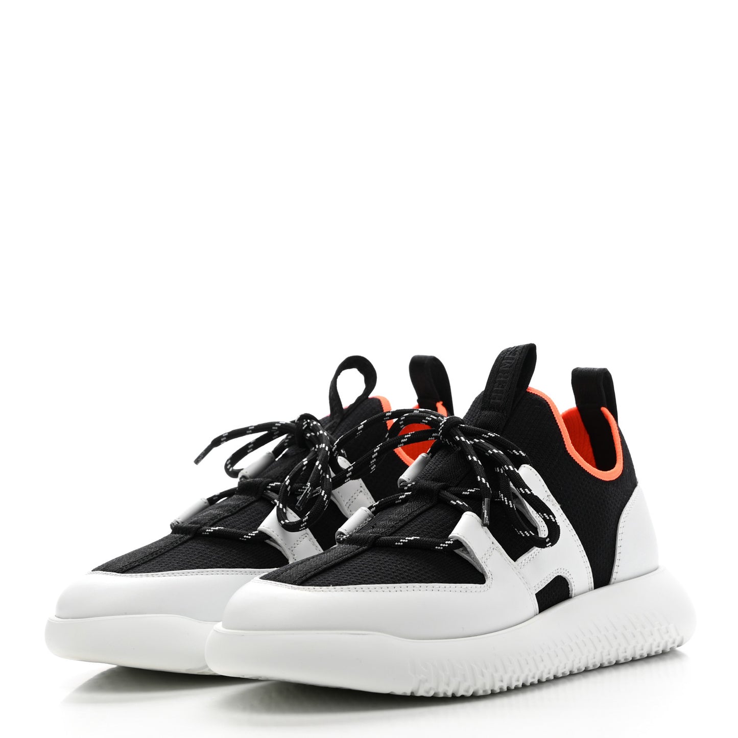 Technical Canvas Calfskin Womens Duel Sneakers 36 White Black