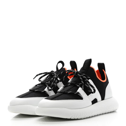 Hermes Technical Canvas Calfskin Womens Duel Sneakers 36 White Black 3 of 10