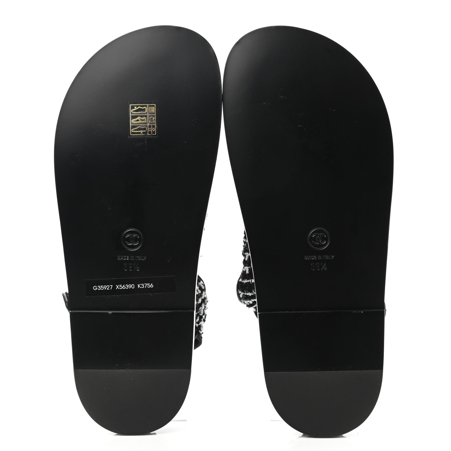 Chanel Tweed Lambskin Dad Sandals 39.5 Black White 7 of 10