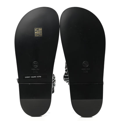 Chanel Tweed Lambskin Dad Sandals 39.5 Black White 7 of 10