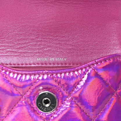 Chanel Iridescent Mirror Goatskin Hook Card Holder Fuchsia 7 of 8