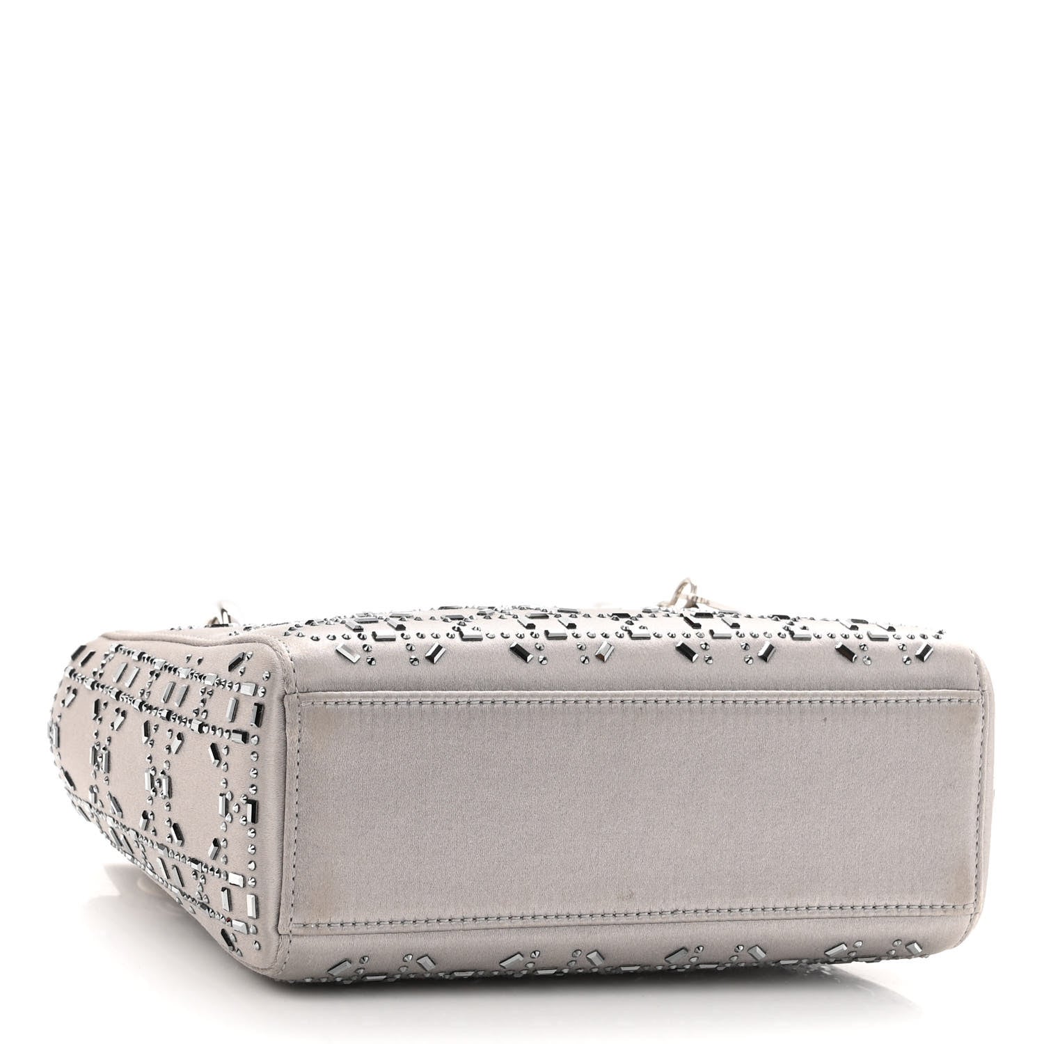 Christian Dior Satin Crystal Cannage Mini Lady Dior Gray 4 of 11