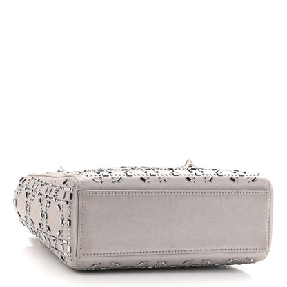 Christian Dior Satin Crystal Cannage Mini Lady Dior Gray 4 of 11