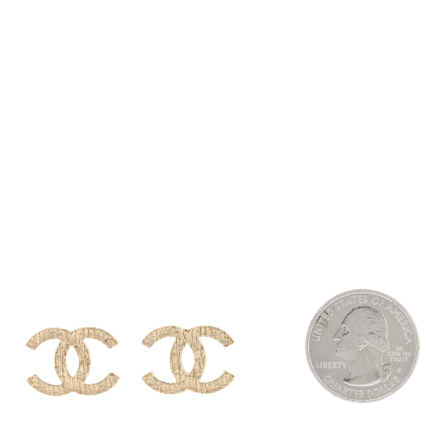 Metal Textured CC Earrings Gold