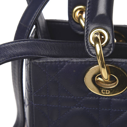 Christian Dior Lambskin Cannage Medium Lady Dior Navy Blue 10 of 15