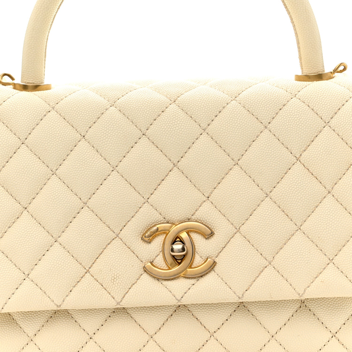 Chanel Caviar Quilted Small Coco Handle Flap White 8 of 10