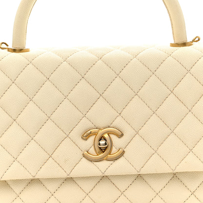 Chanel Caviar Quilted Small Coco Handle Flap White 8 of 10
