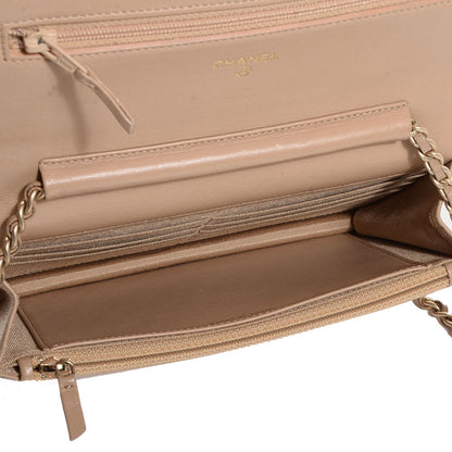 Chanel Lambskin Quilted Wallet On Chain WOC Beige Fonce 5 of 9