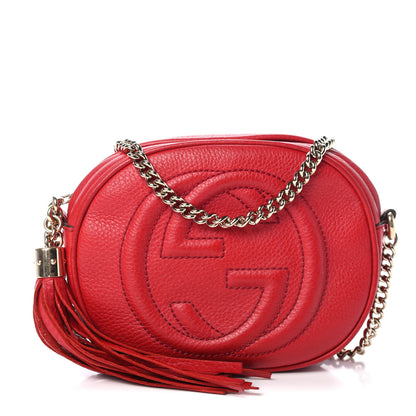 Gucci Pebbled Calfskin Mini Soho Chain Bag Tabasco Red 1 of 4