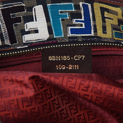 Fendi Zucca Spalmati Vitello FF Multicolor Medium Roll Tote Tobacco Multicolor Marrone 7 of 10