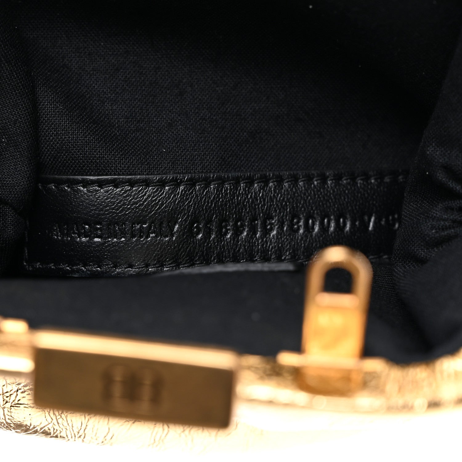 Balenciaga Metallic Textured Calfskin Logo Cloud Coin Purse With Strap Gold 6 of 11
