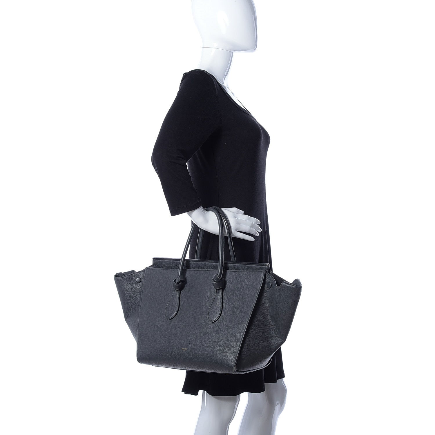 Celine Grained Calfskin Small Tie Knot Tote Navy Blue 2 of 9