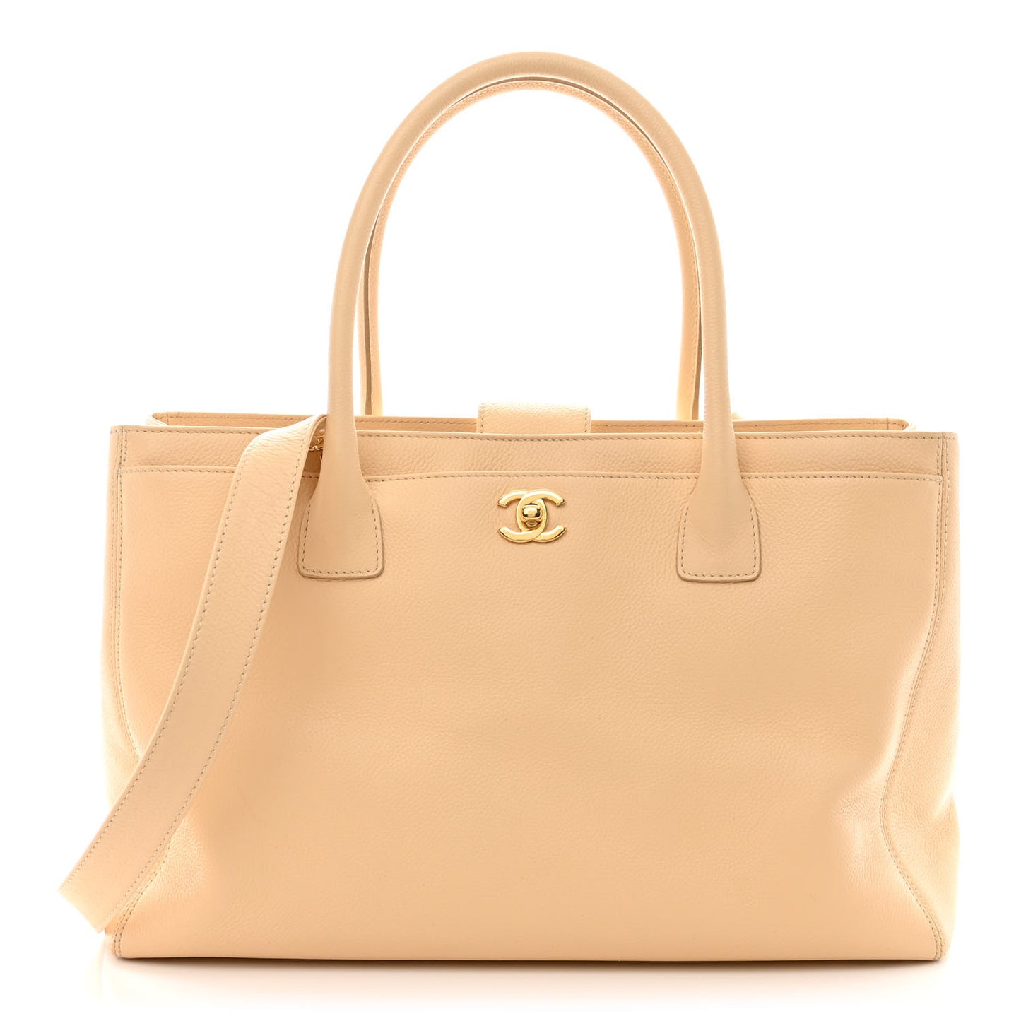 Calfskin Cerf Executive Shopper Tote Light Beige