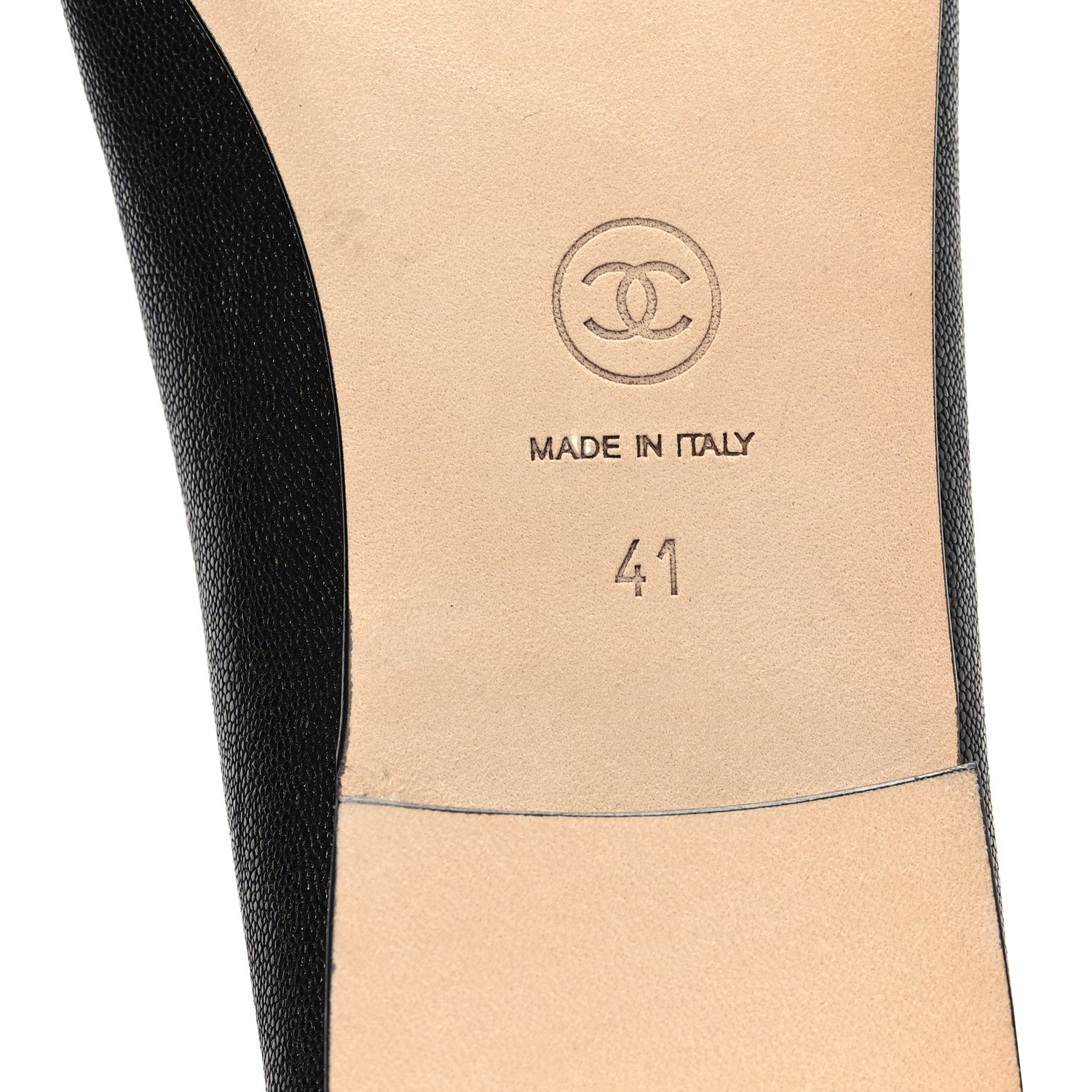 Chanel Caviar CC Cap Toe Ballerina Flats 41 Black 7 of 10