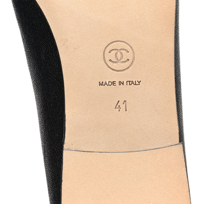 Chanel Caviar CC Cap Toe Ballerina Flats 41 Black 7 of 10