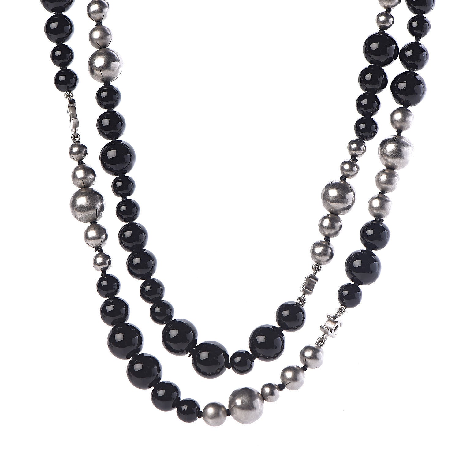 Chanel Pearl Beaded CC Long Necklace Black 1 of 6