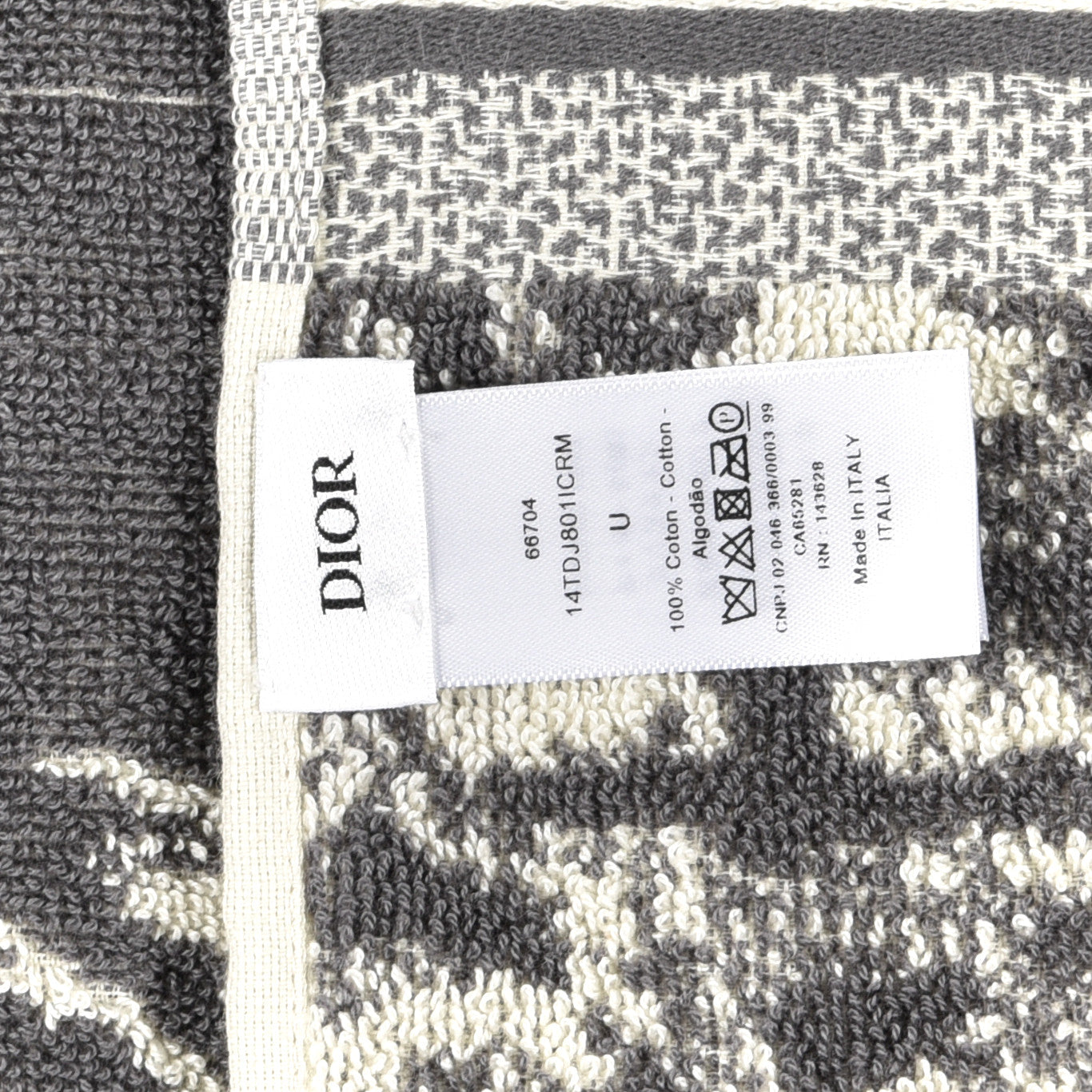 Christian Dior Cotton Toile De Jouy Reverse Towel Grey Ivory 5 of 6