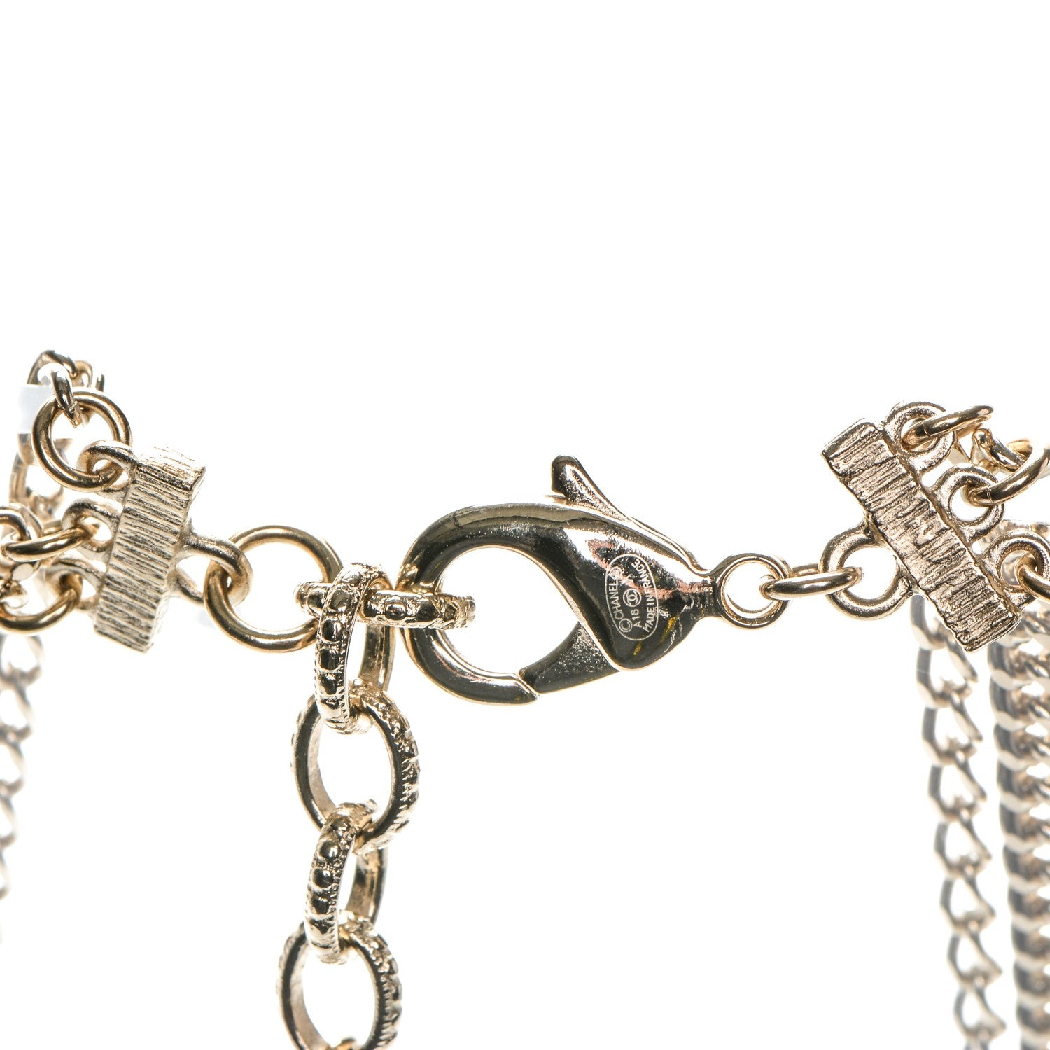 Chanel Multi Strand Chain Baguette Crystal CC Necklace Gold 5 of 5