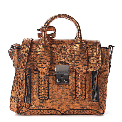 3.1 Phillip Lim 3.1 Metallic Textured Calfskin Mini Pashli Satchel Copper 1 of 9
