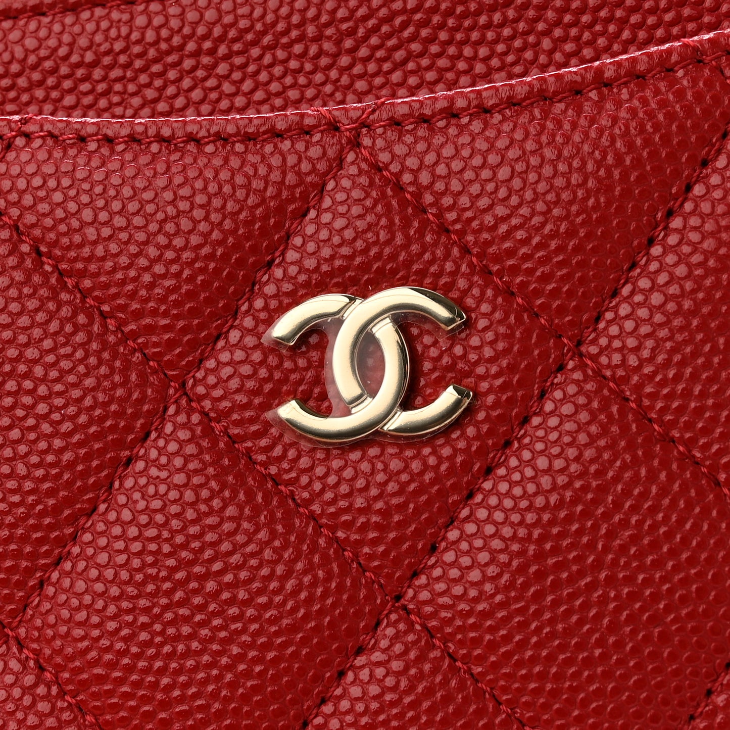 Caviar Quilted Card Holder Red
