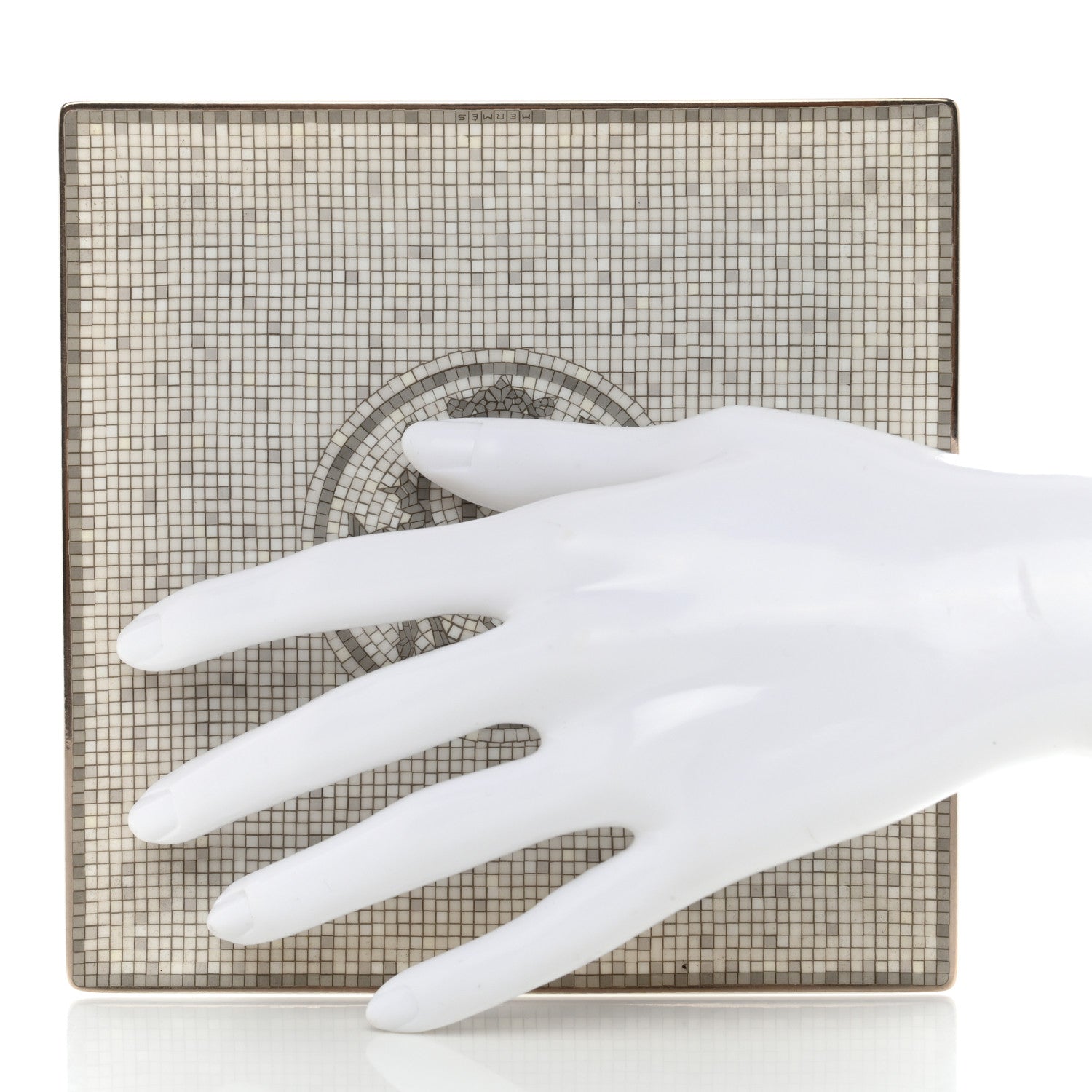 Hermes Porcelain Mosaique Au 24 Platinum Square Plate N°3 2 of 7