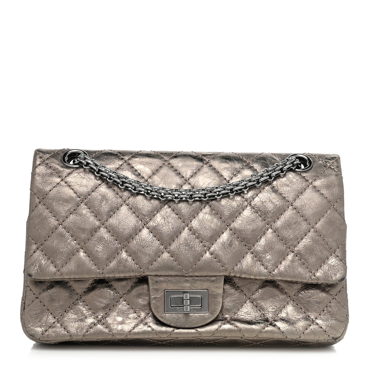 Metallic Aged Calfskin Quilted 2.55 Reissue 225 Flap Pewter