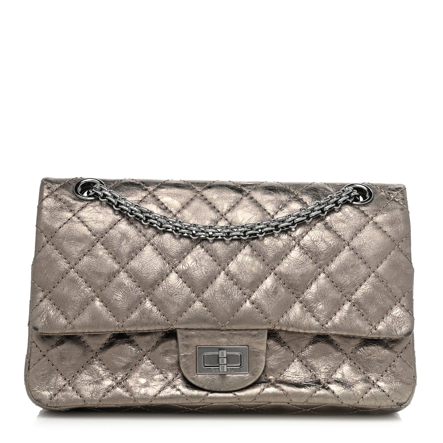 Chanel Metallic Aged Calfskin Quilted 2.55 Reissue 225 Flap Pewter 1 of 13