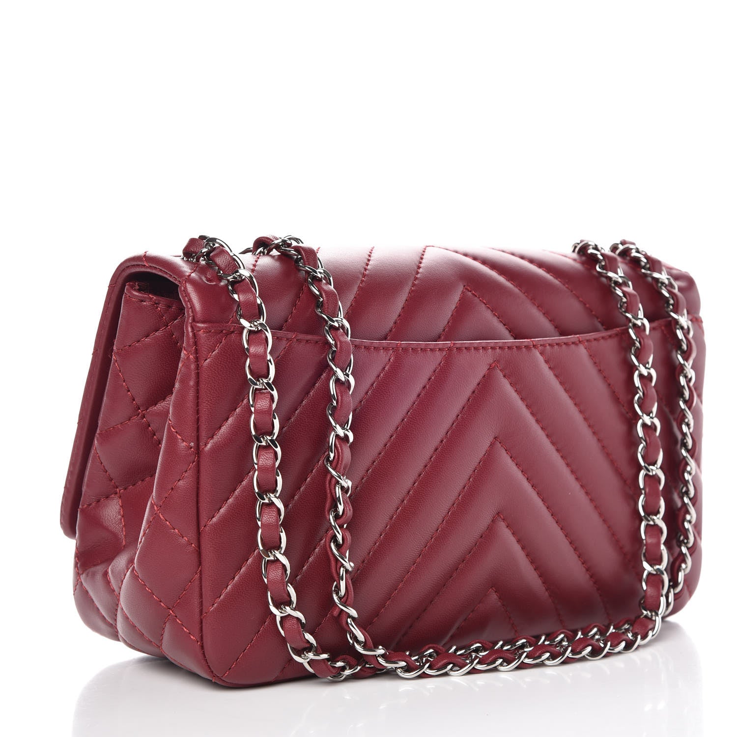 Chanel Lambskin Surpique Chevron Medium Single Flap Dark Red 3 of 7
