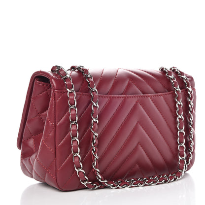 Chanel Lambskin Surpique Chevron Medium Single Flap Dark Red 3 of 7