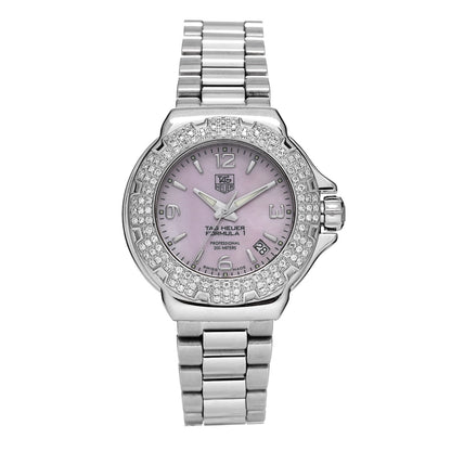 Tag Heuer Stainless Steel Diamond Bezel Pink Mother of Pearl 36mm Formula 1 Lady Quartz Watch WAC1216-0 1 of 4