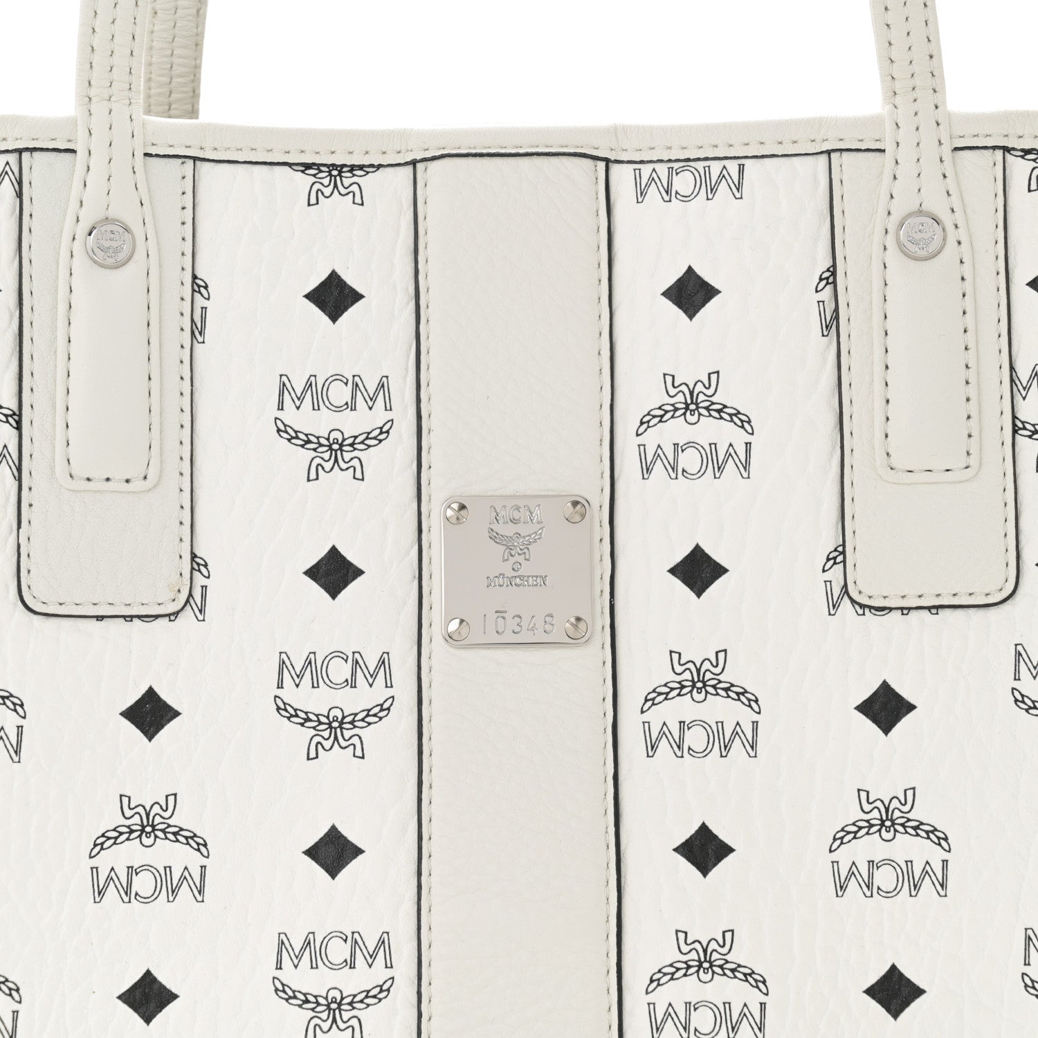 MCM Visetos Medium Liz Reversible Shopper Tote White 12 of 16