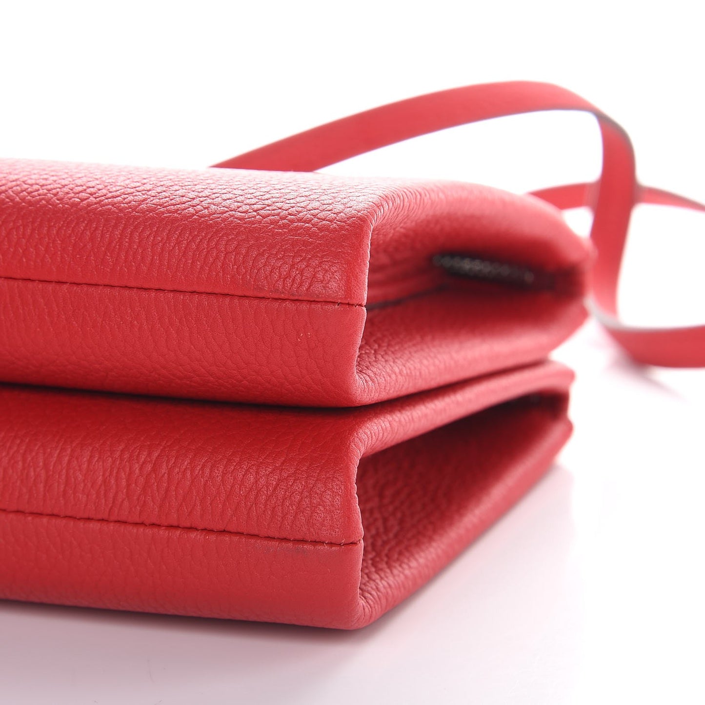 Grained Calfskin Milla Double Crossbody Bag Ruby Red