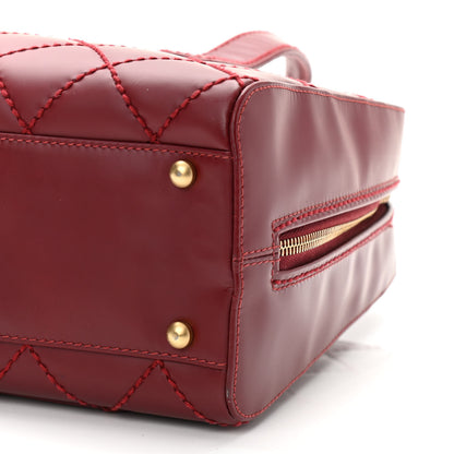 Chanel Calfskin Stitch Surpique Bowler Red 11 of 15