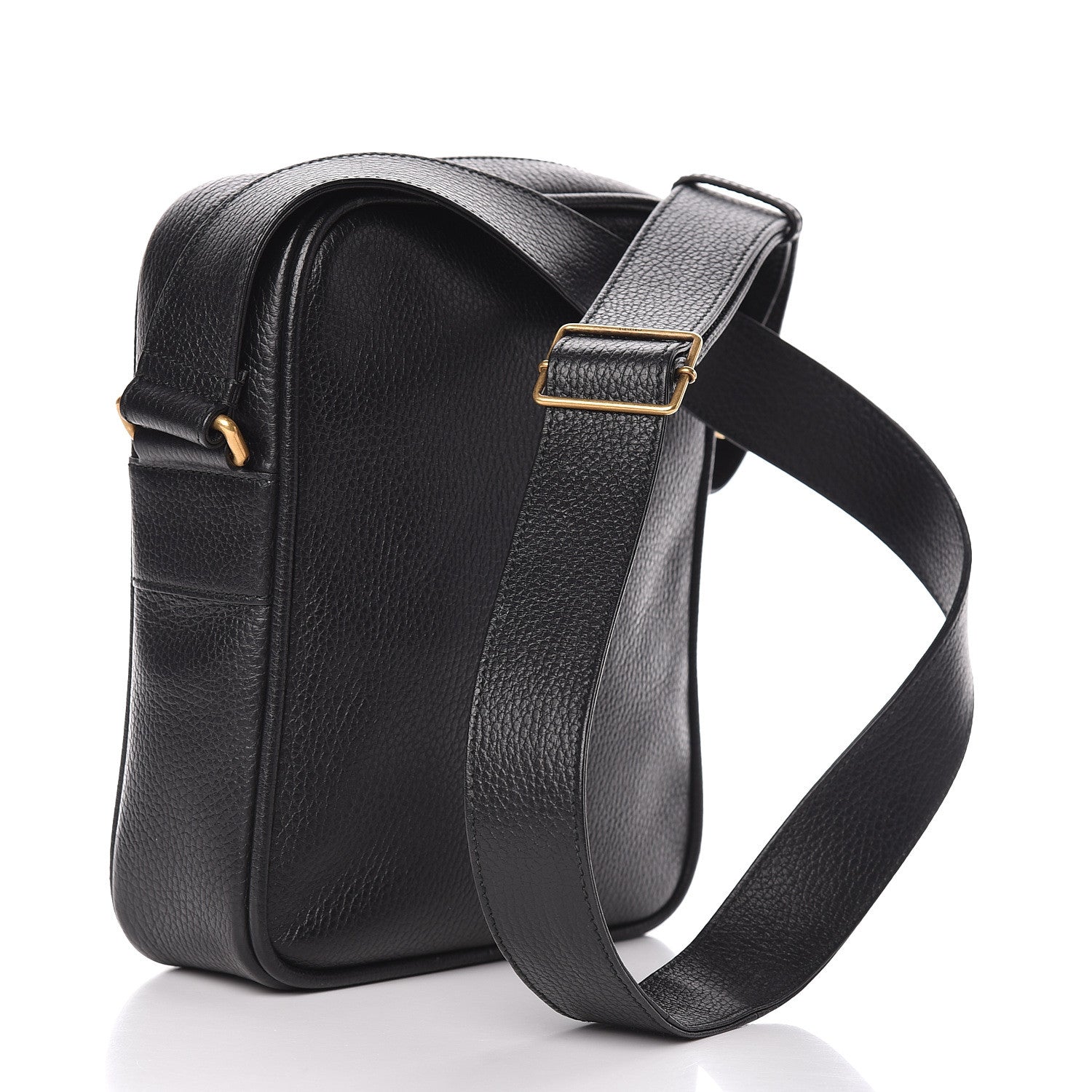 Gucci Grained Calfskin Logo Messenger Bag Black 3 of 12
