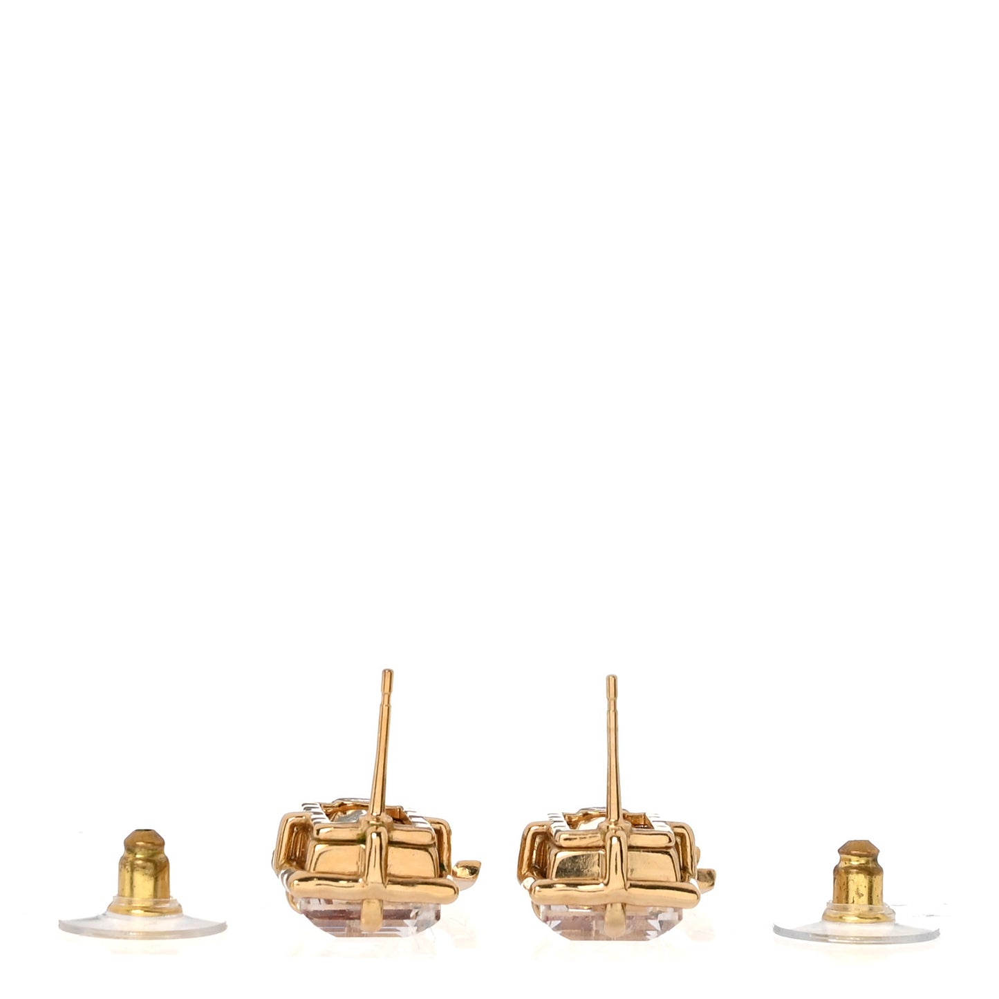 Crystal Tweed CC Drop Earrings Pink Gold
