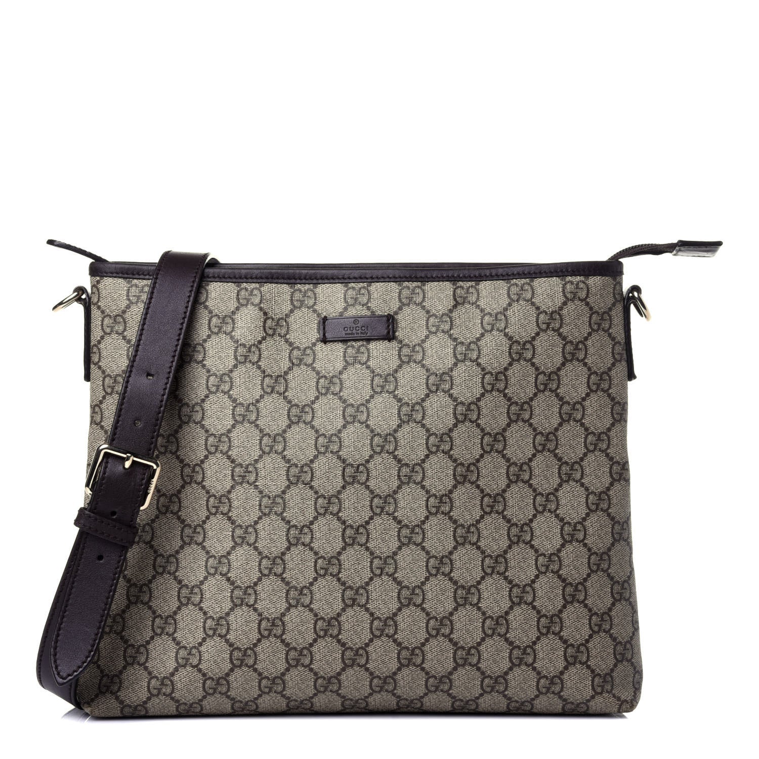 Gucci GG Plus Monogram Medium Flat Messenger Bag Dark Brown 1 of 10