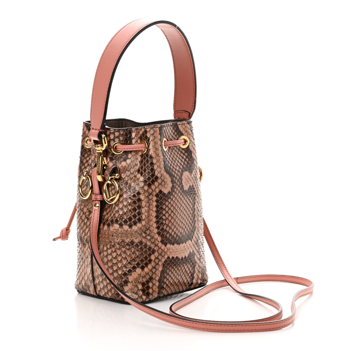 Snakeskin F is Fendi Mini Mon Tresor Bucket Bag Macaron