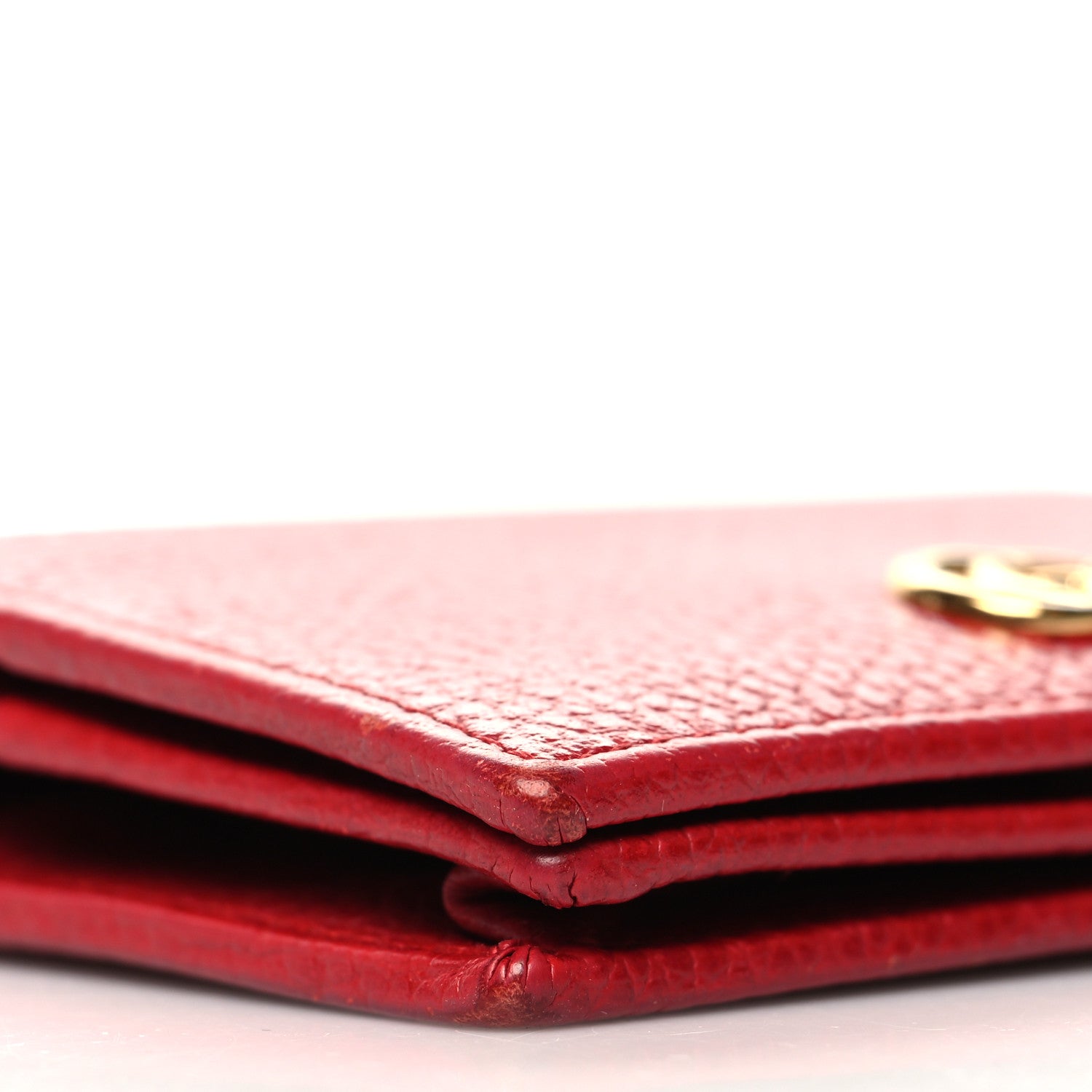 Gucci Pebbled Calfskin GG Marmont Card Case Hibiscus Red 10 of 13