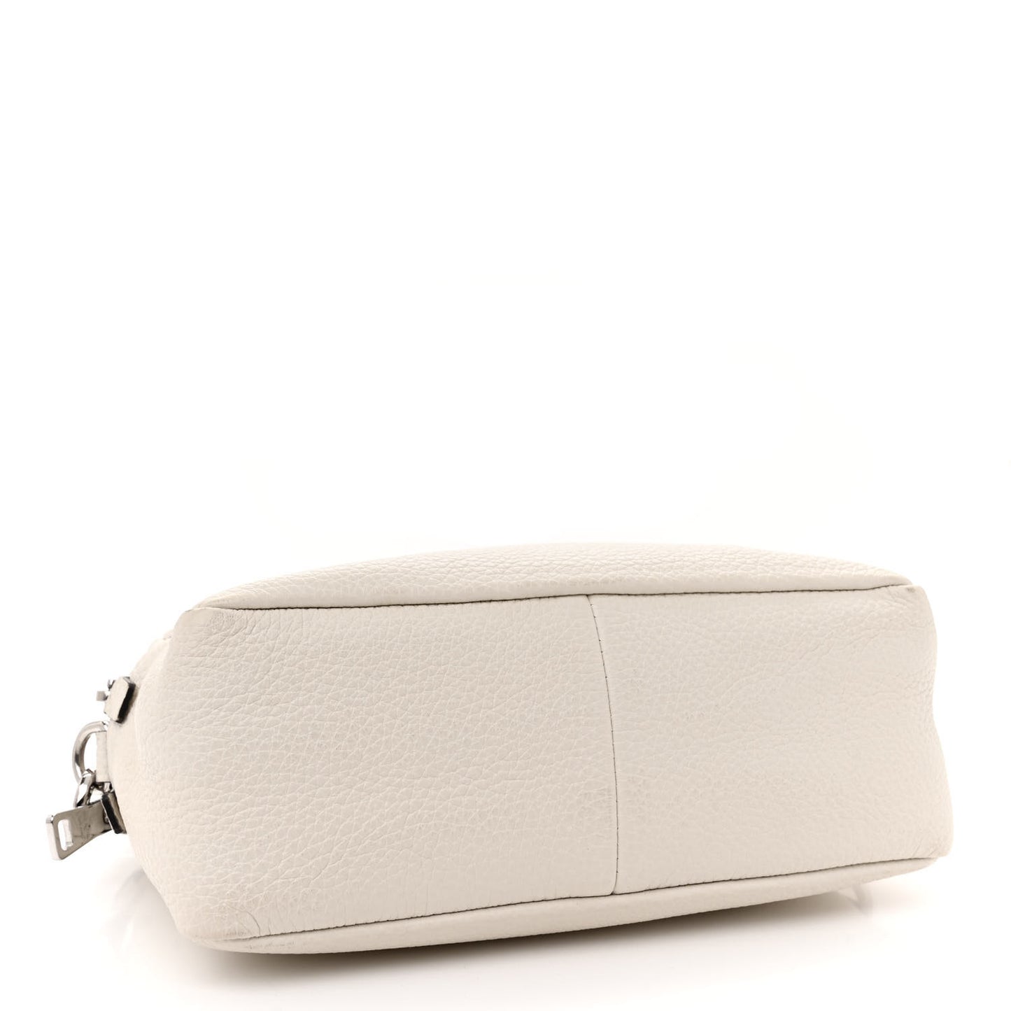 Vitello Daino Soft Medium Double Zip Shoulder Bag White