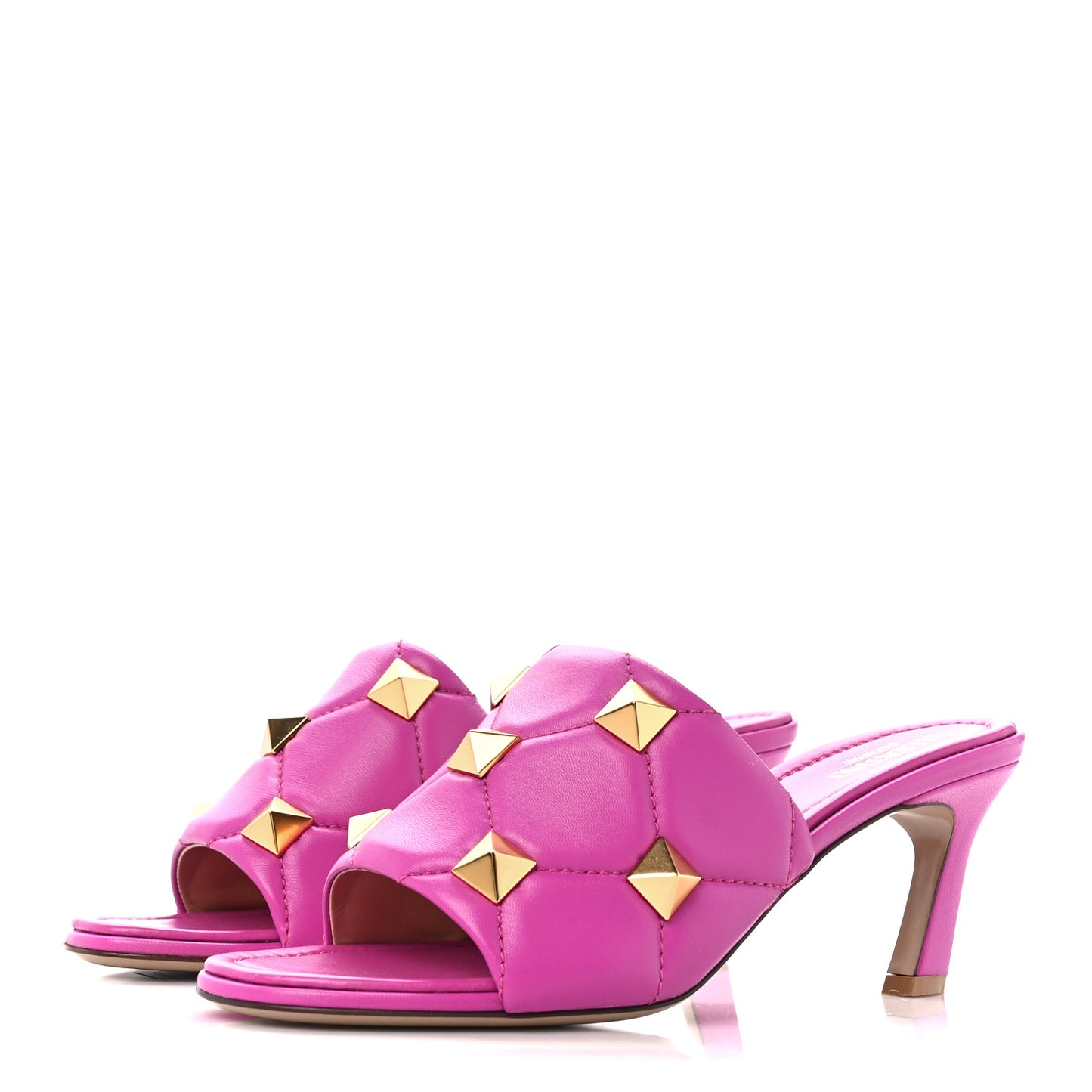 Nappa Quilted Roman Stud 65mm Slide Sandals 39 Radiant Orchid