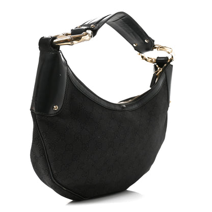 Gucci Monogram Half Moon Bamboo Ring Hobo Black 3 of 10