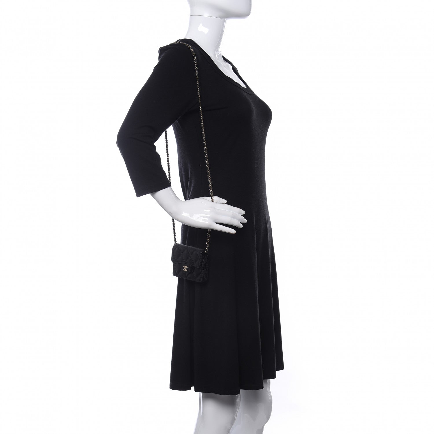 Chanel Caviar Quilted Flap Card Holder On Chain Black 2 of 11