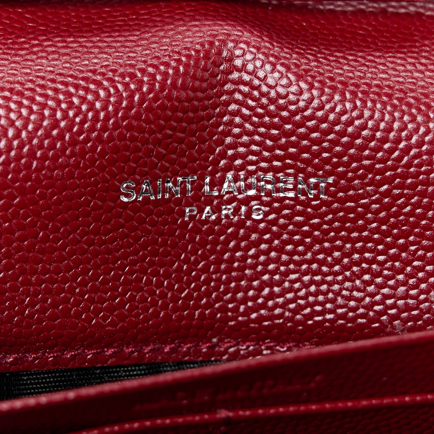 Grain De Poudre Matelasse Chevron Monogram Chain Wallet Palissandre