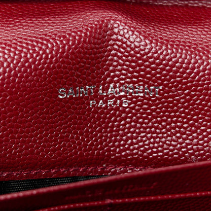Saint Laurent Grain De Poudre Matelasse Chevron Monogram Chain Wallet Palissandre 6 of 11