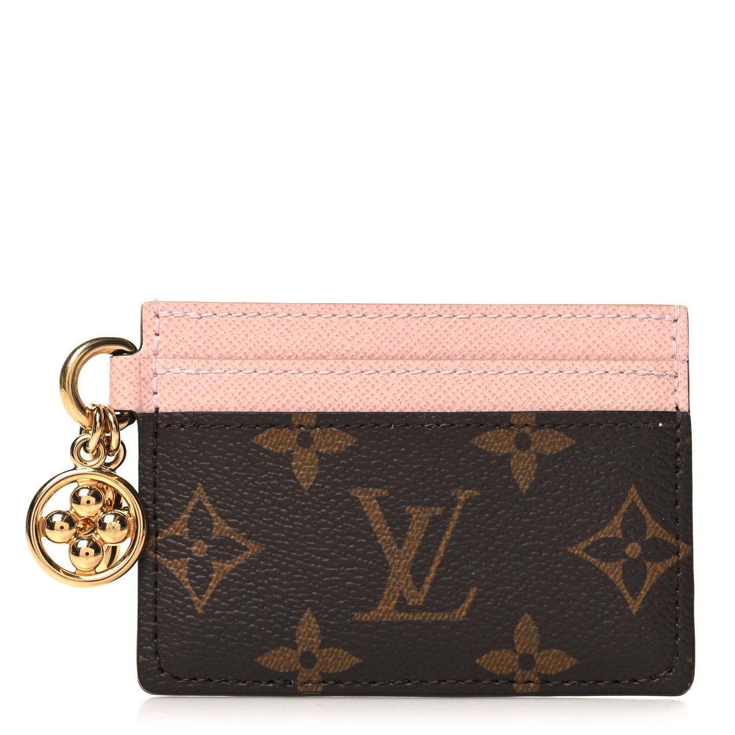 Monogram LV Charms Card Holder Rose Ballerine