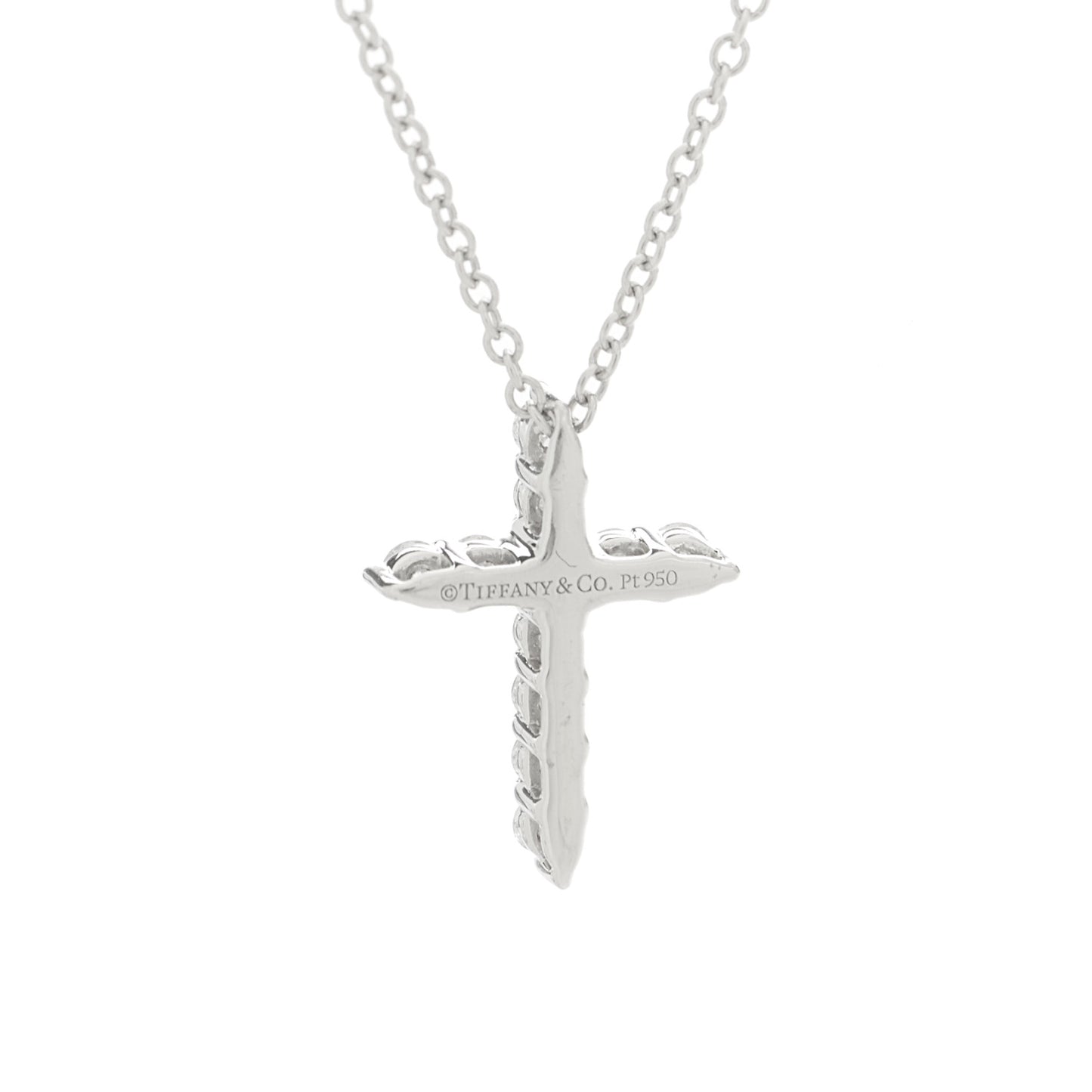Platinum Diamond Mini Cross Pendant Necklace