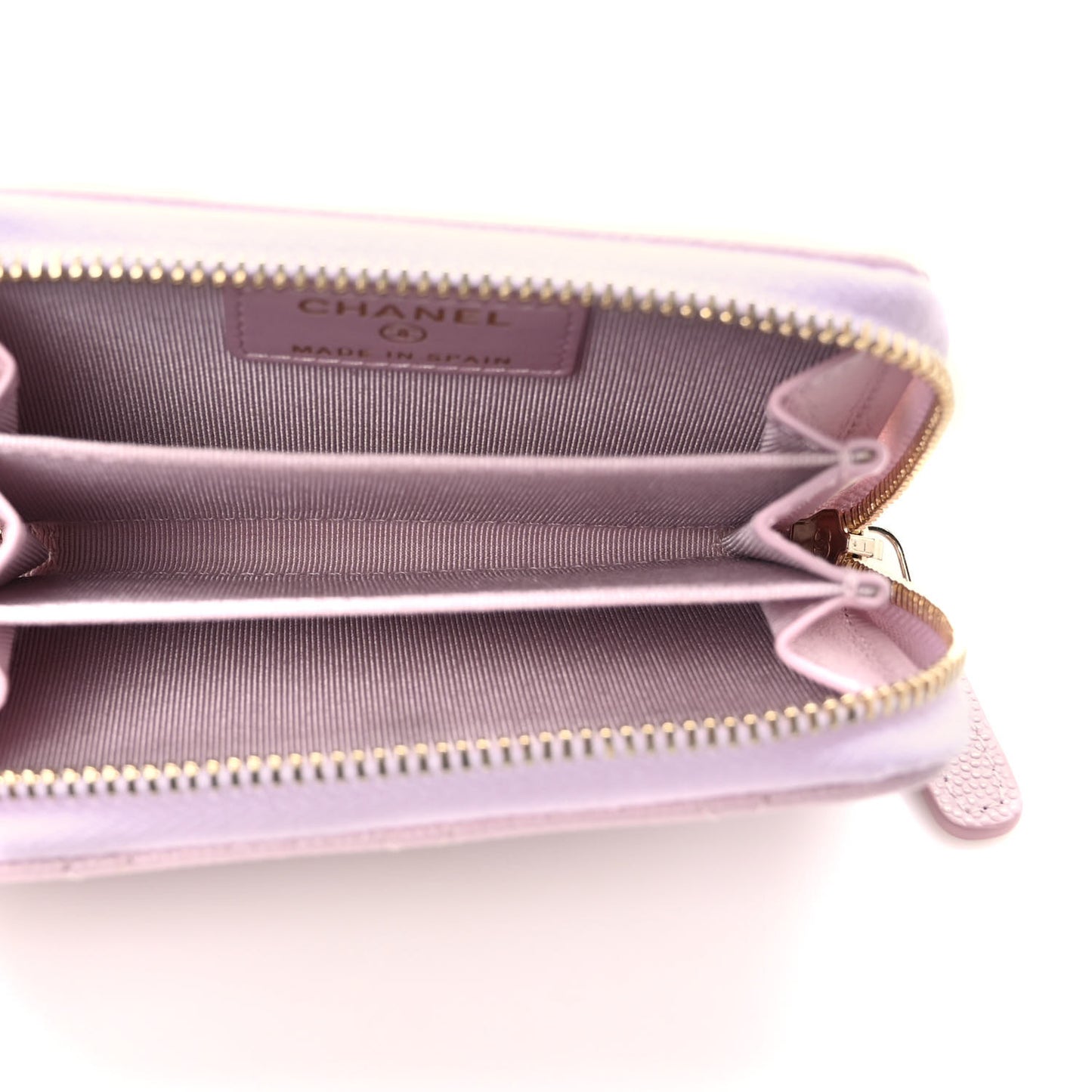 Caviar Quilted Zip Coin Purse Light Pink