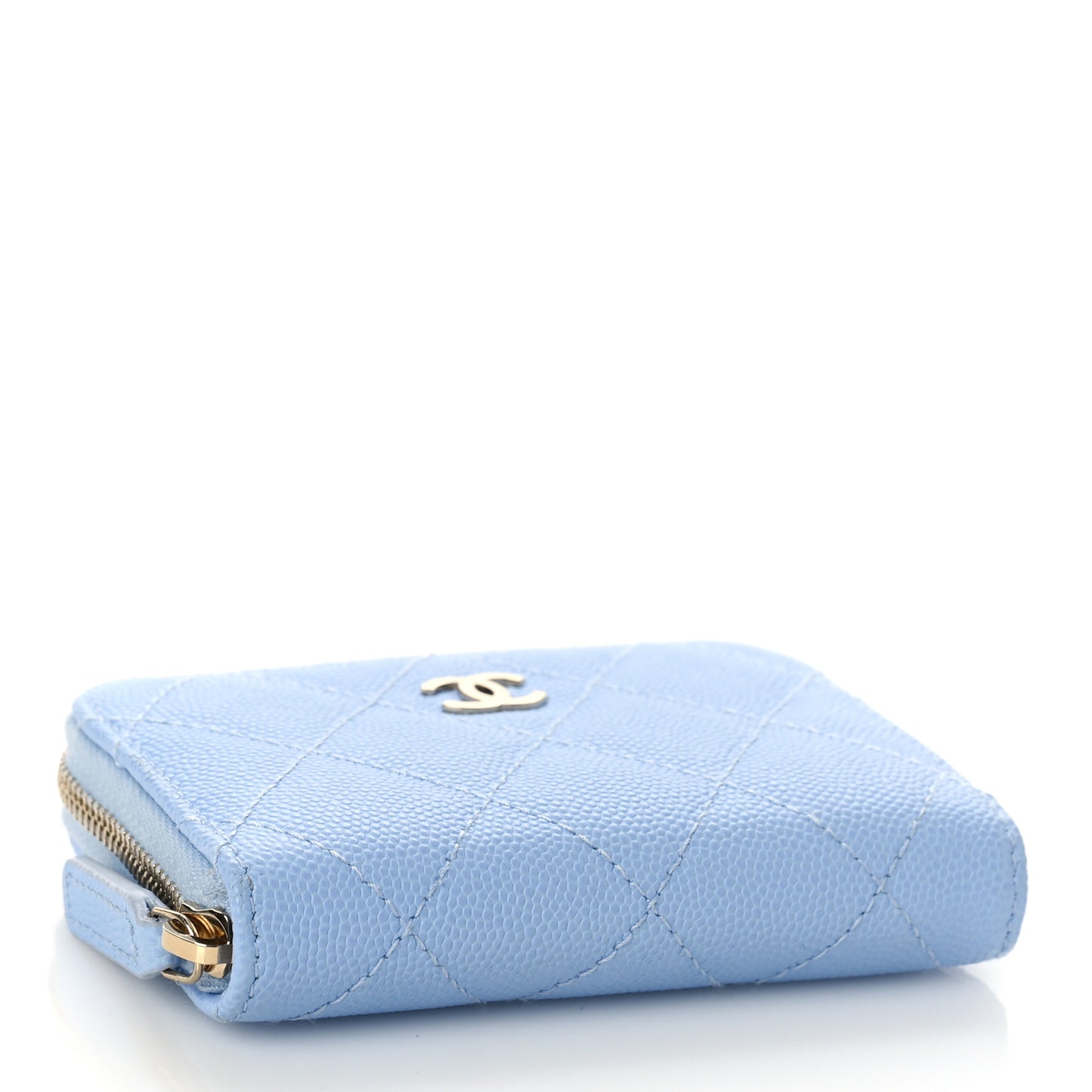 Caviar Quilted Zip Coin Purse Light Blue