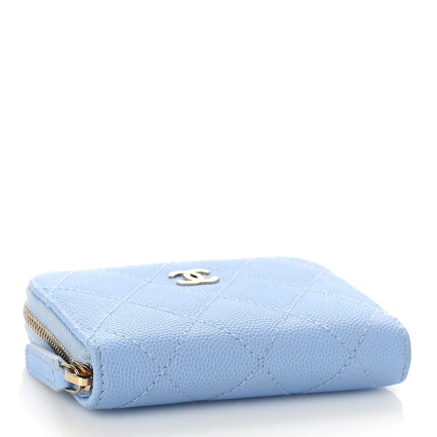 Chanel Caviar Quilted Zip Coin Purse Light Blue 4 of 9
