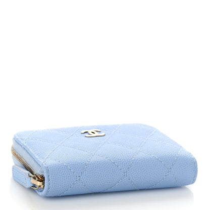 Chanel Caviar Quilted Zip Coin Purse Light Blue 4 of 9